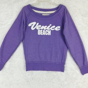 U.S. Apparel Womens Sweatshirt Purple Pullover Venice Beach Spell Out‎ L